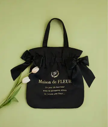 Maison de FLEUR 메조풀 더블 리본 개더 토트백