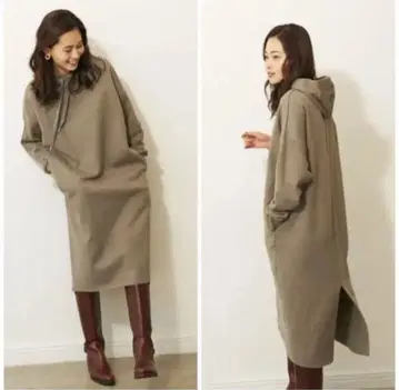 LOUNIE 카키 후드 부착 원피스