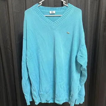 Lacoste 스카이블루 V넥 니트 스웨터