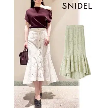 [새상품급] snidel 레이스 프론트 버튼 스커트 블랙 사이즈 1