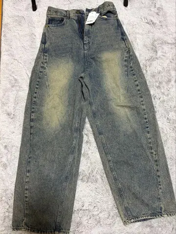 빈티지 오버 다이 가공 배럴 데님 팬츠