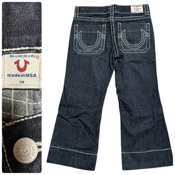 트루릴리젼 새상품급 데님 부츠컷 짙은 인디고 크롭 기장