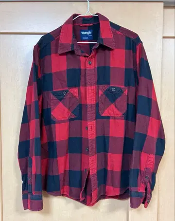 Wrangler L 사이즈 빨검 체크 플란넬 셔츠