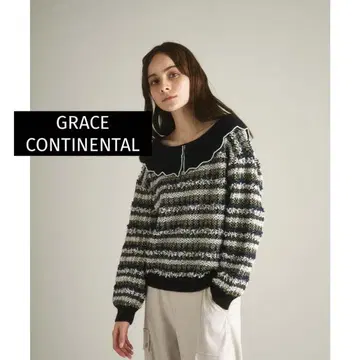 GRACE CONTINENTAL 트위디 카라 니트 탑