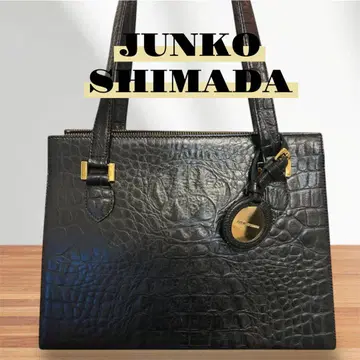 고급 핸드백 준코 시마다 악어 무늬 엠보 소가죽 블랙 관혼상제 가방