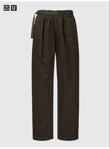 거의 새상품 UNIQLO U 코듀로이 턱 와이드 팬츠 M 브라운 24AW
