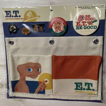 [ USJ ] E.T. 핀 배지 & 캔뱃지 & 월 포켓 세트