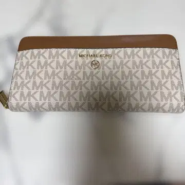 MICHAEL KORS MK 로고 장지갑 베이지/브라운