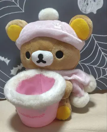 택 포함 리락쿠마 봉제 인형 소품함 Pink Snow Winter