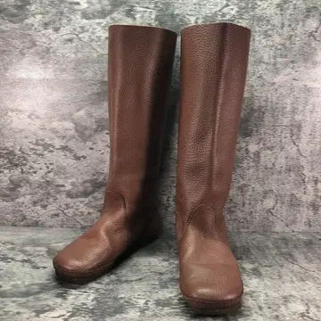 인기 코스 [23.5] 롱 부츠 가죽 주름 가공