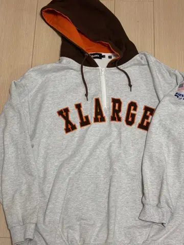 XLARGE 프론트 지퍼 후드티 그레이/브라운