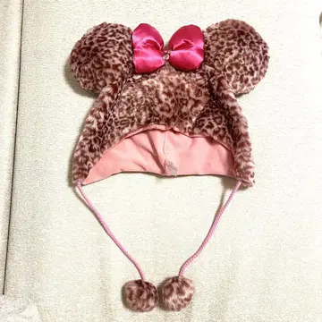 디즈니 미니 팬캡 레오파드 무늬 표범 무늬 핑크 모자