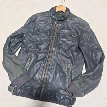 [ 레어 ] ZARA MAN 천연 가죽 싱글 라이더 가죽 자켓