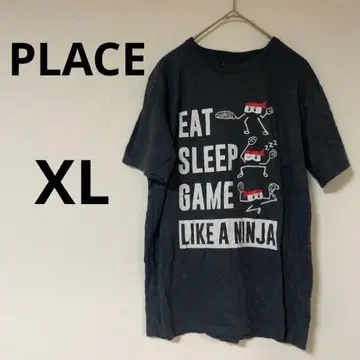 PLACE [ XL ] 게임 닌자 티셔츠 다크 그레이