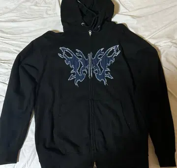 mahargrid 버터플라이 지퍼 후드티 L 블랙