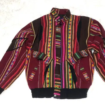 남성용 자켓 레드 스트라이프 로리안 패치워크 XL 구제 의류