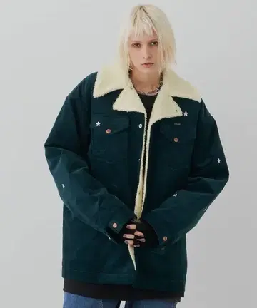 WRANGLER x AIVER 코듀로이 보아 자수 런치 코트 L 사이즈