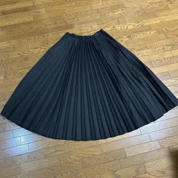 mizui 블랙 플리츠 롱 스커트