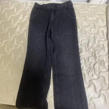 블랙 와이드 레그 데님 팬츠