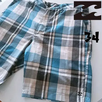 BILLABONG 빌라봉 하프 팬츠 수륙 양용 블루 체크 34