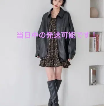 LOWRYS FARM 레더 드로스트 ZIP 블루종 블랙