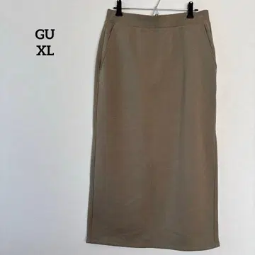 지유 롱 스커트 슬릿 베이지 XL 사이즈