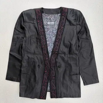 90s 빈티지 가죽 자켓 페이즐리 그런지 에스닉