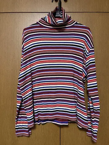 BEAMS BOY 멀티 보더 터틀넥 긴팔