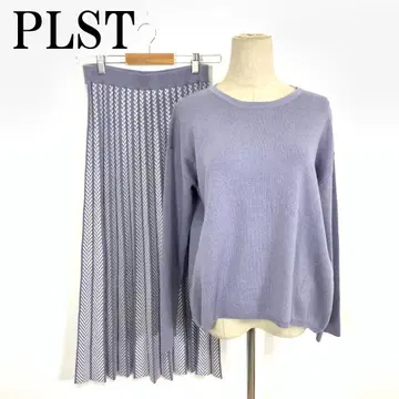 LA8296 PLST 플라스테 스커트 셋업 보라색 면 아크릴 M