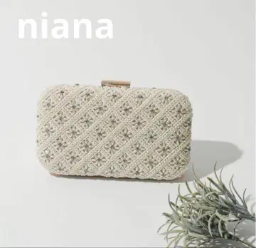 niana 2way 펄 x 비쥬 꽃무늬 클러치백 파티 결혼식