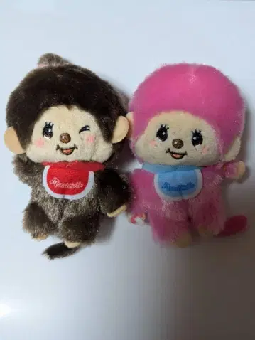 몬치치 봉제 인형 브라운 핑크 2체 세트