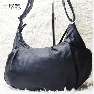 새상품급 츠치야 가방 쉬폰 렌 숄더백 올 가죽 블랙 초승달