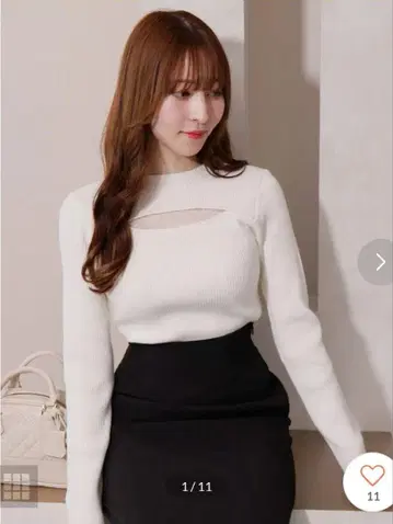 LIP SERVICE 포인트 레이스 2way 모크 니트 아이보리