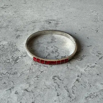 멕시코제 빈티지 레드 재스퍼 뱅글 팔찌 925