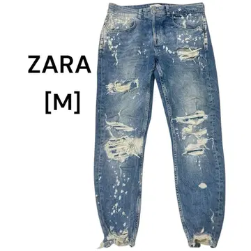 새상품급 ZARA 데미지 페인트 스키니 데님
