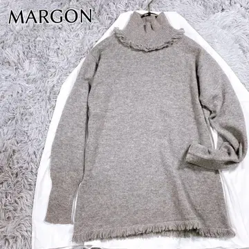 MARGON 말곤 프린지 터틀넥 니트 그레이 L 이탈리아제
