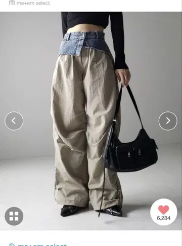 2WAY 데님 레이어드 와이드 카고 팬츠