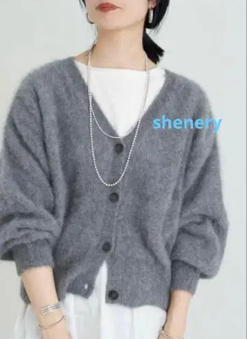 SHENERY 퍼 캐시미어 3WAY 니트 가디건 그레이
