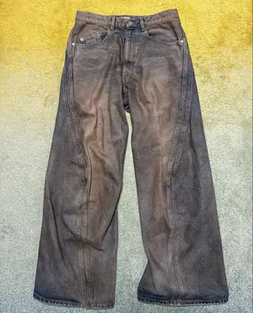 NVRFRGT 3D Twisted Wide Leg Jeans 머드