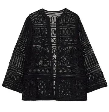 Ameri 아메리 BATTEN LACE LIKE KNIT JACKET