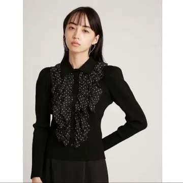 [ SNIDEL ] Sustaina 프릴 칼라 도킹 리브 니트 풀오버