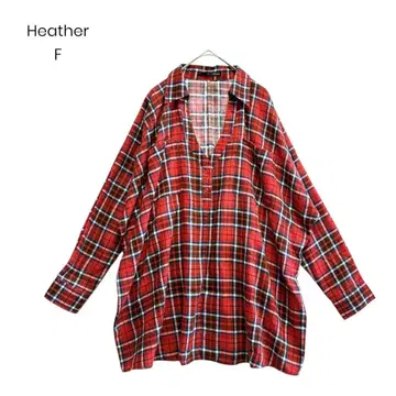 [Heather] 셔츠 체크 레드 캐주얼 루즈핏 셔츠 1183