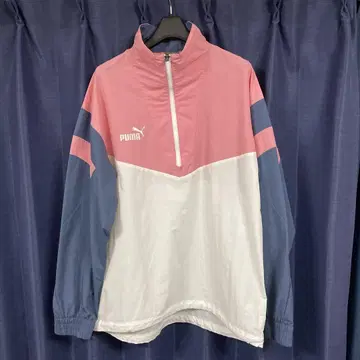 PUMA 나일론 자켓 XL 핑크/화이트/네이비