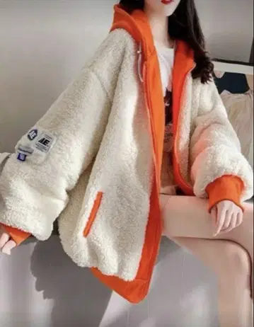 SHEIN 보아 자켓 여성용 블루종 푹신한 아우터 후드티