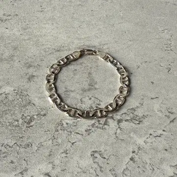 이탈리아제 빈티지 앵커 체인 팔찌 플랫 실버 925