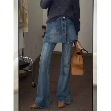 랩스커트 데님 플레어 데님