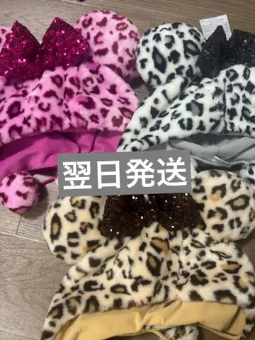 디즈니 팬캡 레오파드 무늬 미니 핑크 그레이 브라운