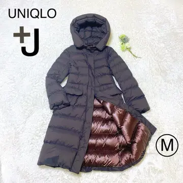 UNIQLO+J 울트라 라이트 다운 후디드 코트 롱 코트 보라색 M