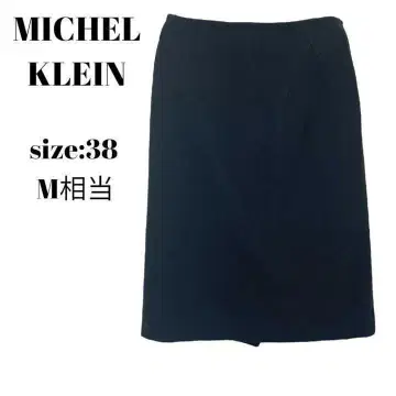 미쉘클랑 MICHEL KLEIN 스커트 무릎 기장 블랙 타이트 38