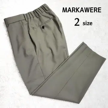 컨디션 최상 MARKAWARE 울 턱 슬랙스 로고 각인 버튼 올리브 M